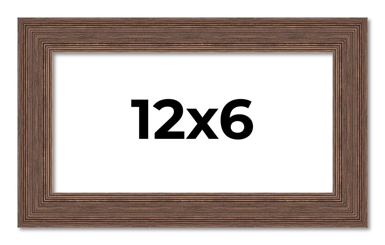 12x6 Wide Barnwood Picture Frame with UV-Resistant Acrylic & Acid Free Backing, Available in 6 Paint Finishes - Grey, Brown, White, and Black